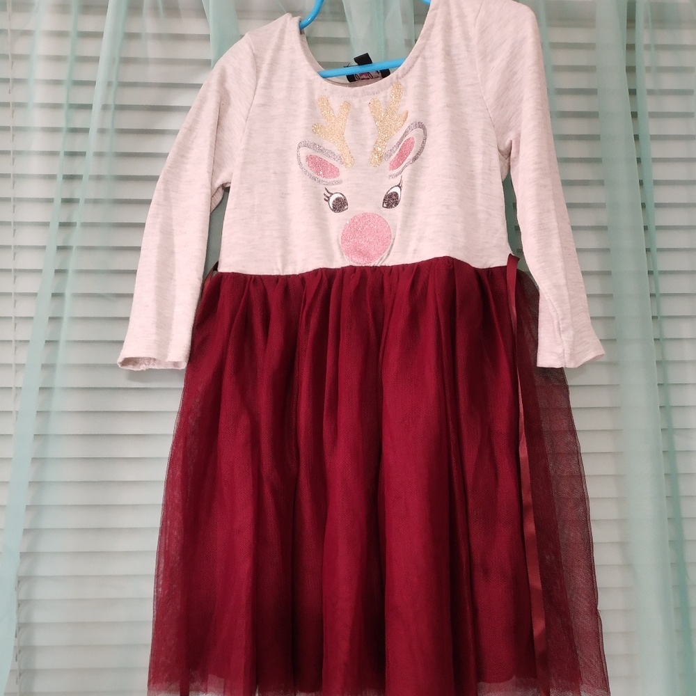 Holiday reindeer dress. Toddler 5.